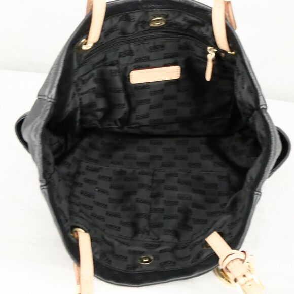 Michael Kors Bag Womens Black Pebbled Leather Tote Handbag Charm Double Handle - Picture 14 of 14
